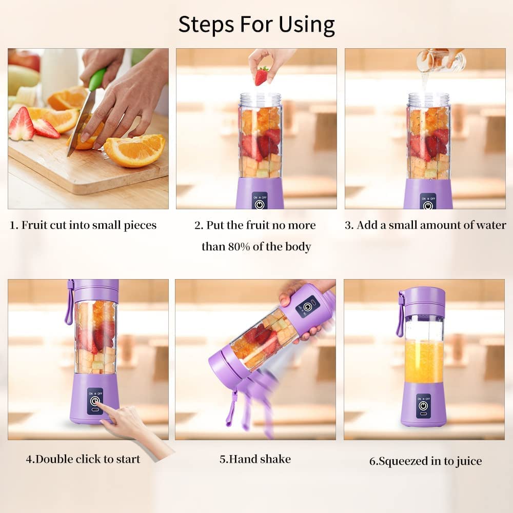 6 Blade Portable Electric Mini USB Bottle Juicer Blender