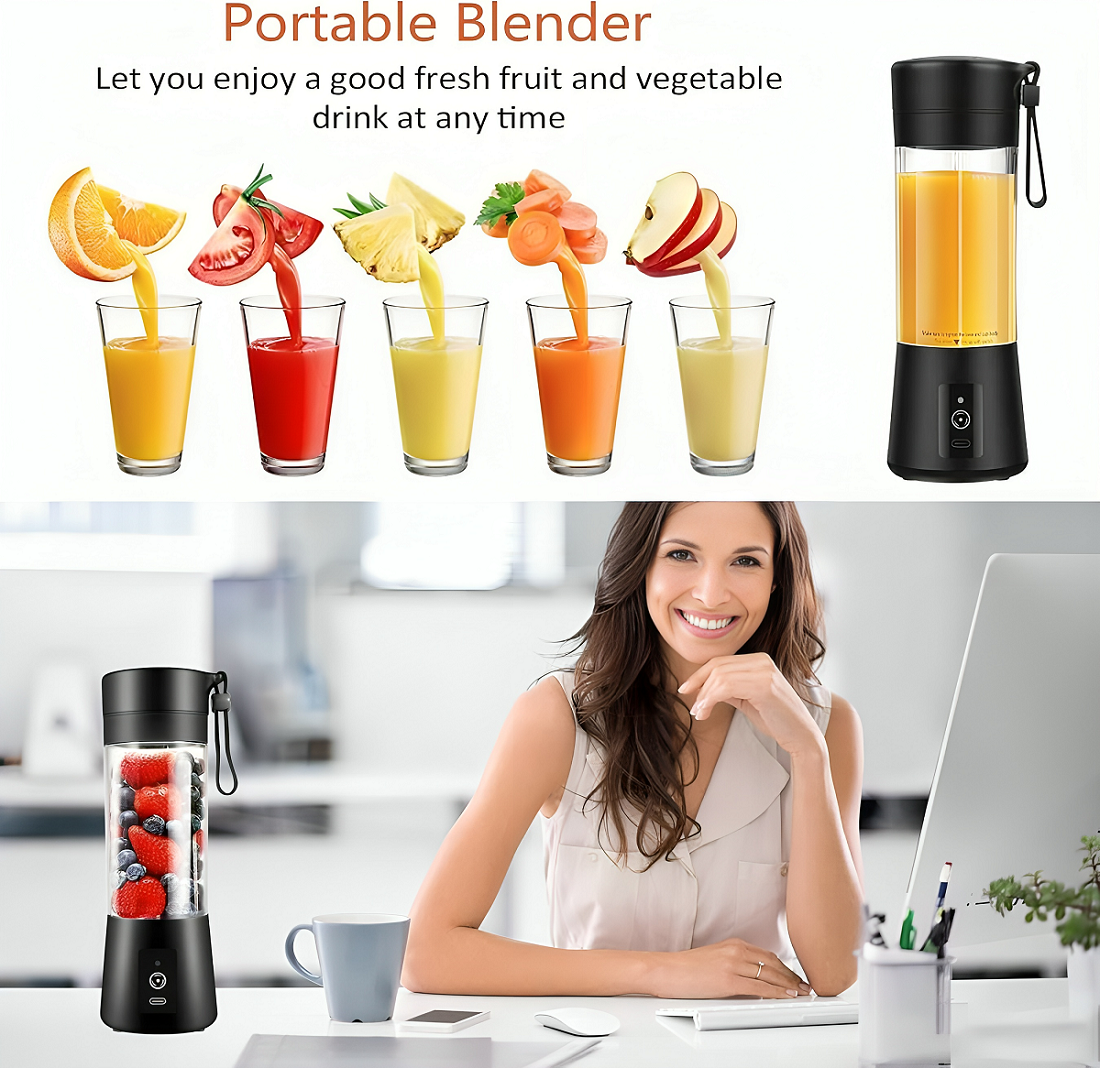 Electric Juicer 6 Blade Rechargable Portable USB Bottle Blender