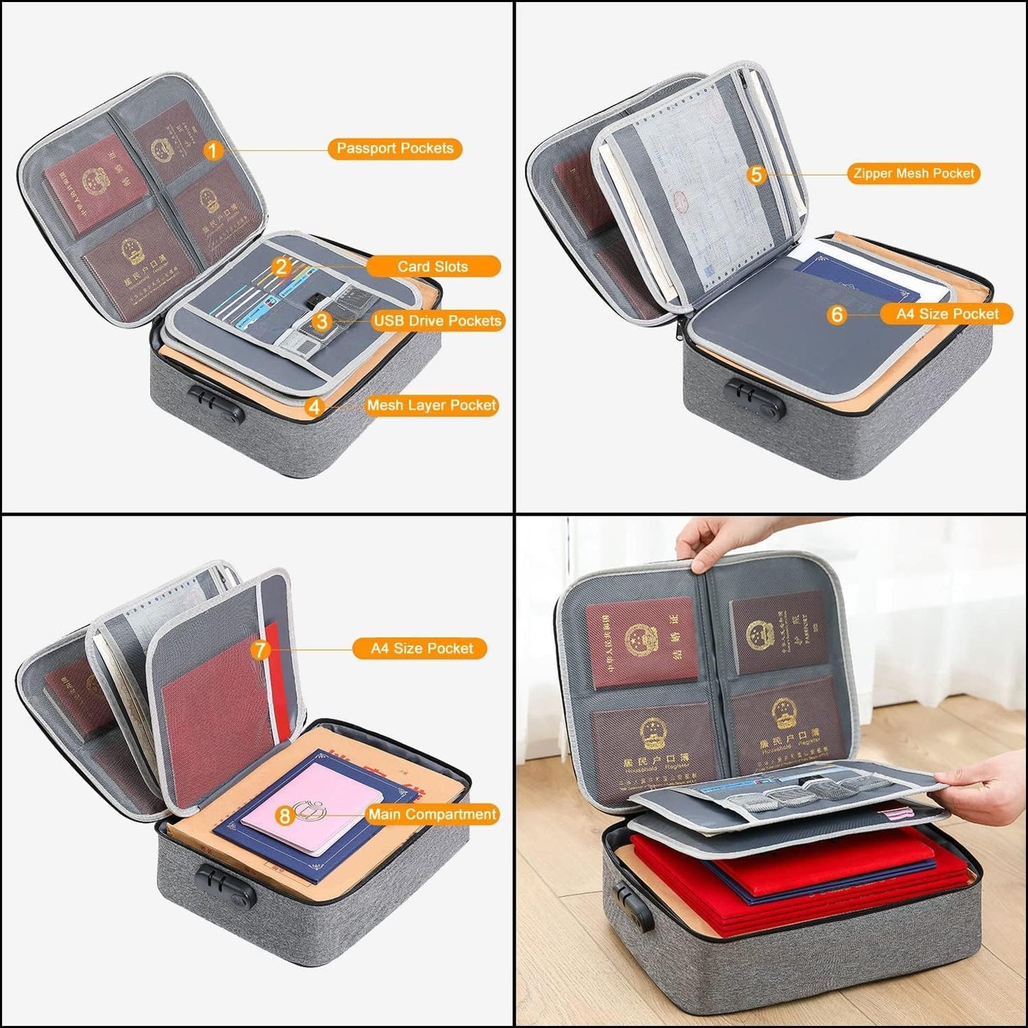 Secure Document Bag with Combination Lock